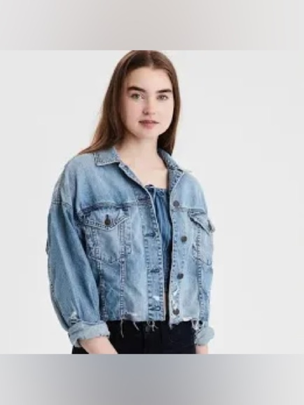 American Eagle Outfitters Light Blue Denim Jacket - Women